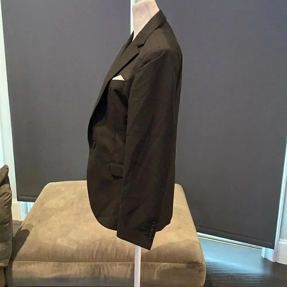 Men’s Black Suit Jacket Blazer One Button Notched Lapel Size 32 NWOT